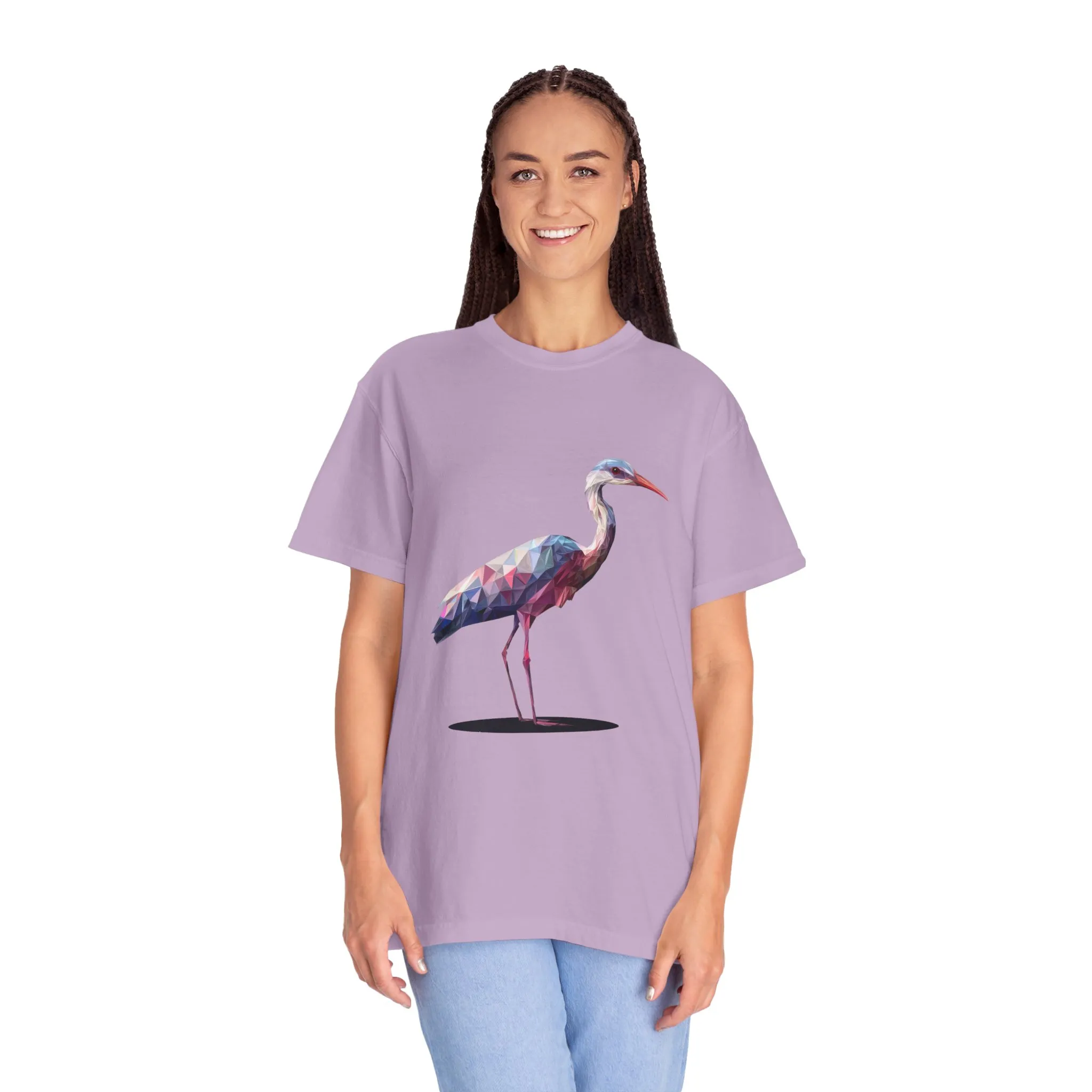 Geo Crane Unisex Garment-Dyed T-Shirt – Stylish Bird Graphic Tee for Nature Lovers - Image 53
