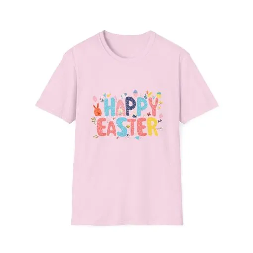 Happy Easter Unisex Softstyle T-Shirt - Vibrant Seasonal Tee for Spring Celebrations