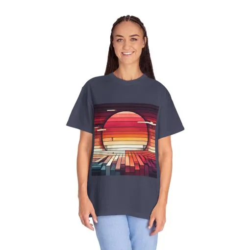 Retro Sunset Piano Unisex Garment-Dyed T-Shirt - Image 28