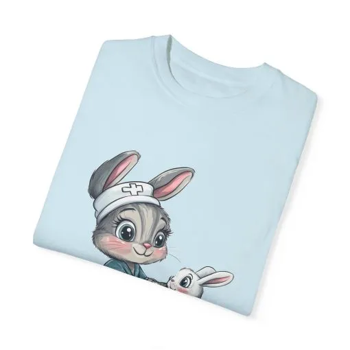 Cute Nurse Bunny Unisex Garment-Dyed T-Shirt - Image 32