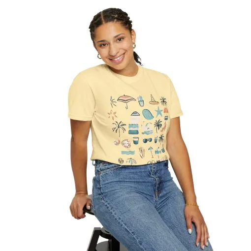 Beach Vibes Unisex Garment-Dyed T-Shirt | Summer Fun Graphic Tee - Image 12