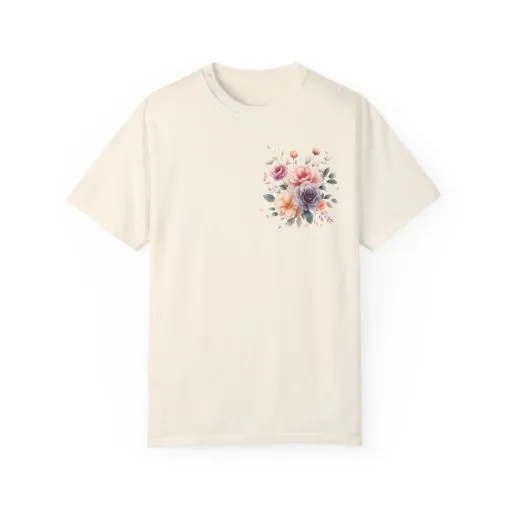 Floral Unisex Garment-Dyed T-shirt - Soft Summer Vibes - Image 9