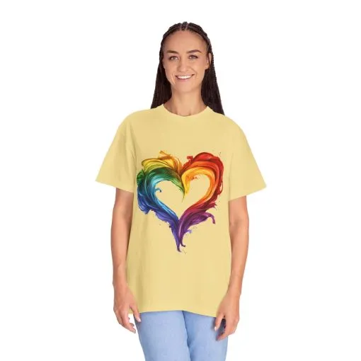 Pride Heart Unisex Garment-Dyed T-shirt - Colorful Rainbow Design for LGBTQ+ Celebration - Image 19