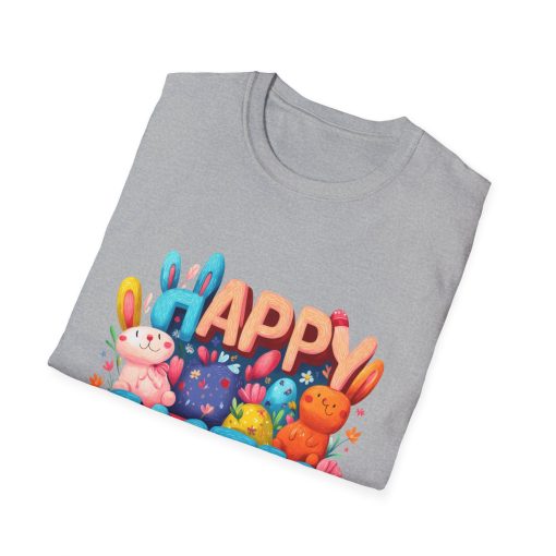 Happy Easter Unisex Softstyle T-Shirt - Fun Spring Bunny Design - Image 3