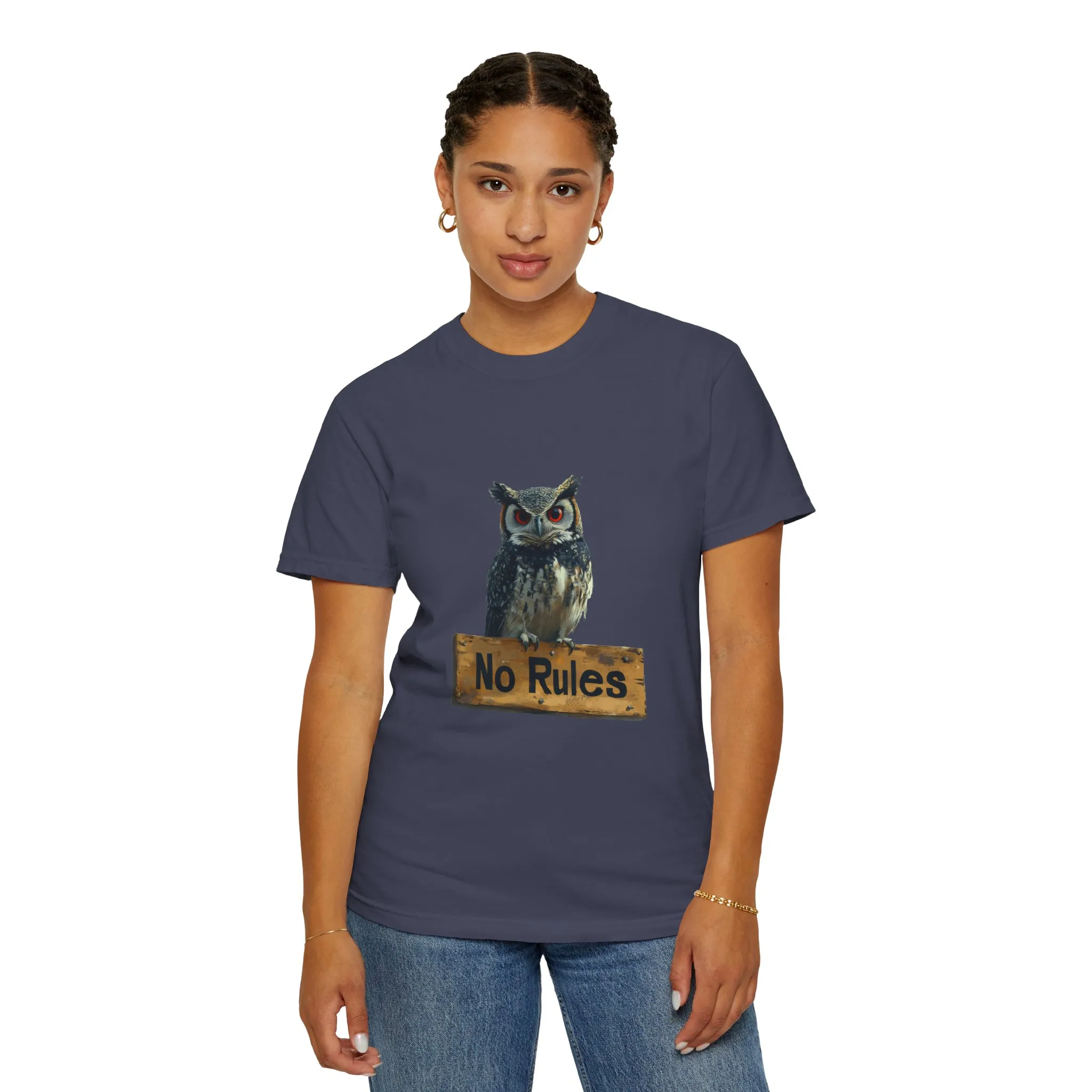 Funny Owl T-Shirt - "No Rules" Unisex Garment-Dyed Tee for Animal Lovers - Image 36