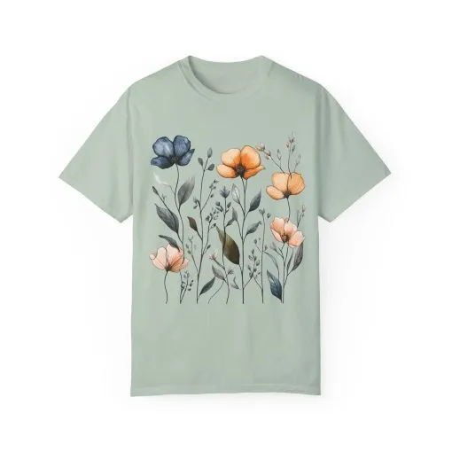 Floral Garden Unisex Garment-Dyed T-Shirt - Eco-Friendly Spring Wear - Image 17