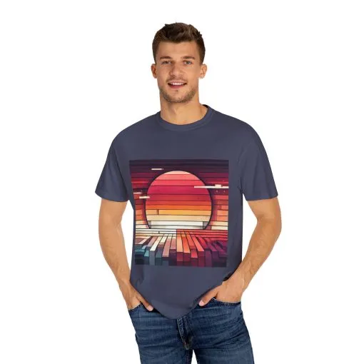 Retro Sunset Piano Unisex Garment-Dyed T-Shirt - Image 27