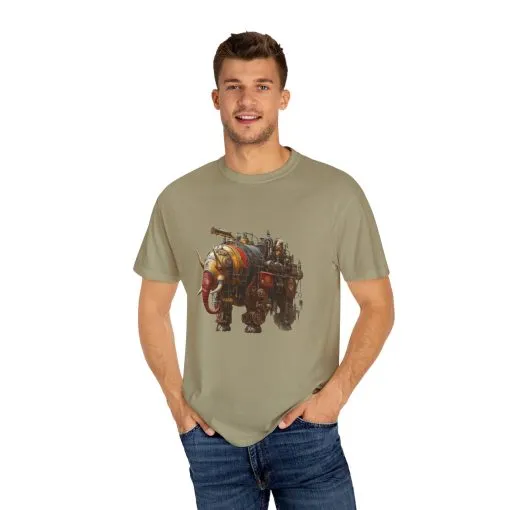 Vintage Steampunk Elephant T-Shirt - Unisex Garment-Dyed Tee - Image 11