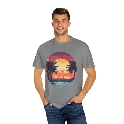 Unisex Garment-Dyed T-shirt | Sunset Beach Vibes Tee - Image 19