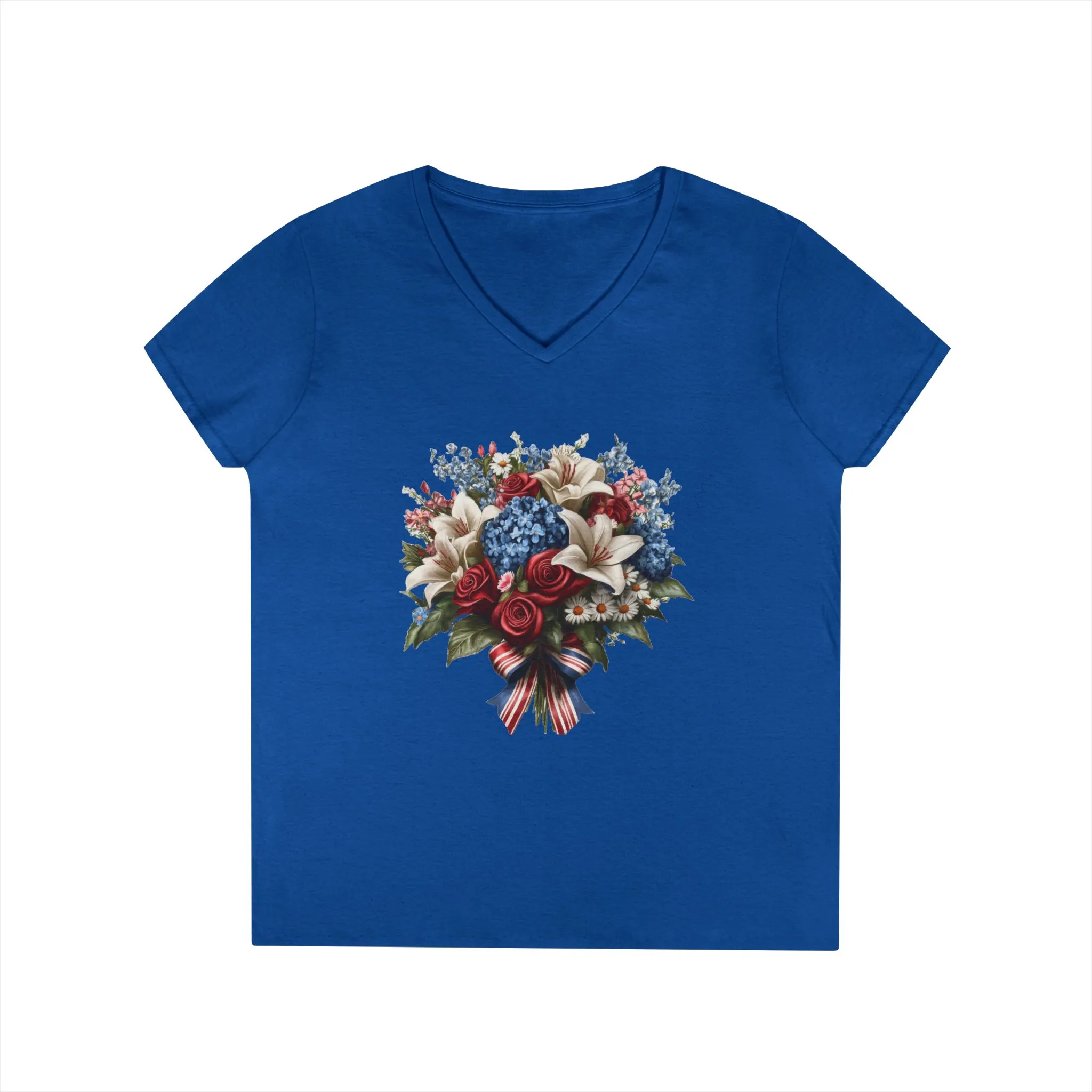 Floral Bouquet Ladies' V-Neck T-Shirt - Perfect for Spring Celebrations - Image 11