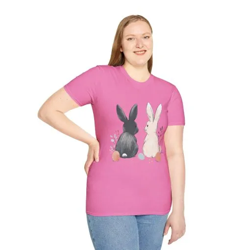 Cute Bunny Love Unisex Softstyle T-Shirt for Easter Celebrations - Image 69