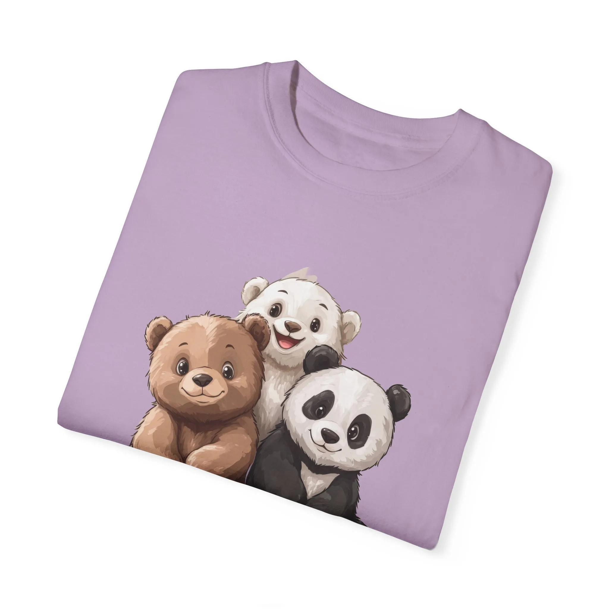 Adorable Bear and Panda Friends Unisex Garment-Dyed T-Shirt - Image 46