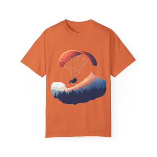 Adventure Awaits Unisex Garment-Dyed T-shirt - Paragliding and Mountain Design - Image 17