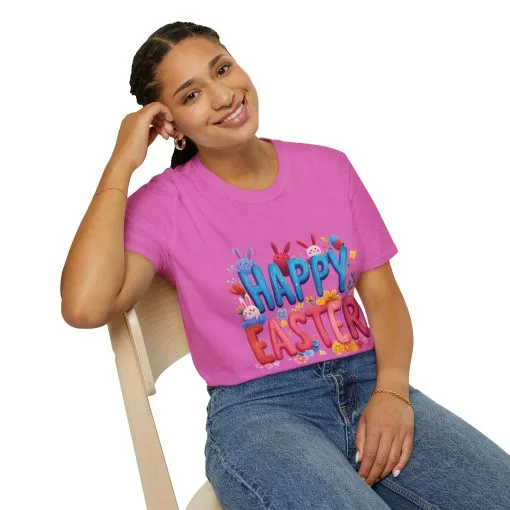 Easter Joy Unisex Softstyle T-Shirt - Spring Floral Design - Image 45