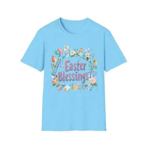 Easter Blessings Unisex Softstyle T-Shirt – Spring Floral Design - Image 21