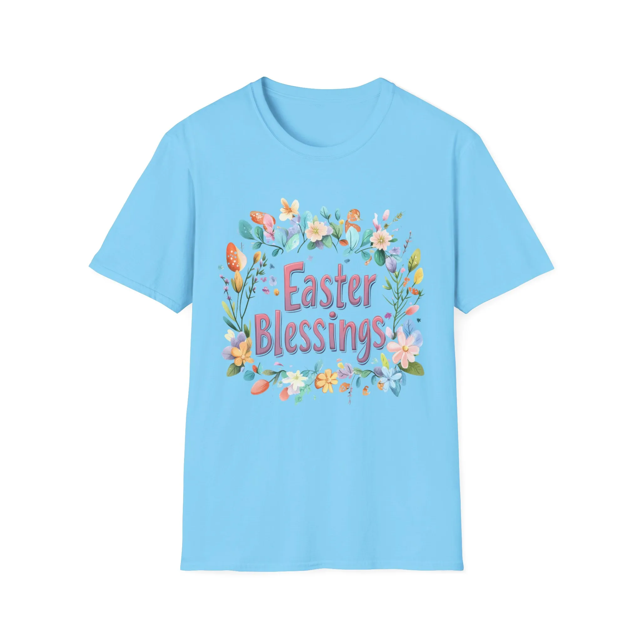 Easter Blessings Unisex Softstyle T-Shirt – Spring Floral Design - Image 21