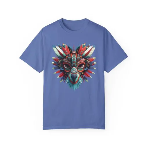 Vibrant Tribal Mask Unisex Garment-Dyed T-Shirt | Unique Festival Fashion - Image 26