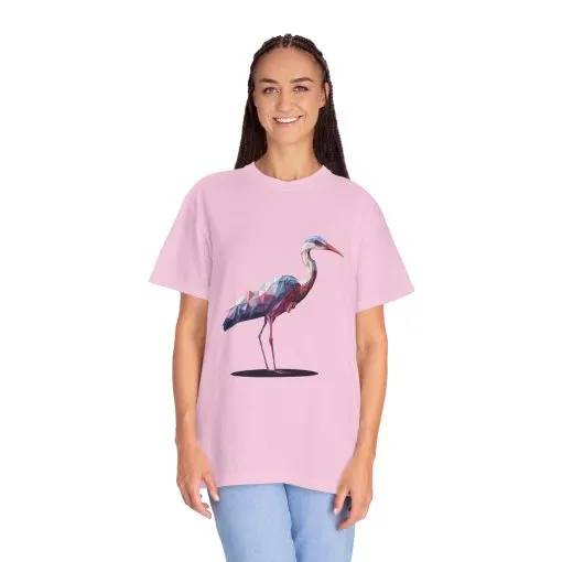 Geo Crane Unisex Garment-Dyed T-Shirt – Stylish Bird Graphic Tee for Nature Lovers - Image 58