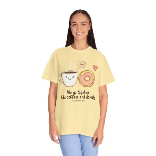 Coffee and Donuts Love Unisex T-Shirt | Cute Foodie Gift | Perfect for Valentine's Day & Everyday Wear - Image 15