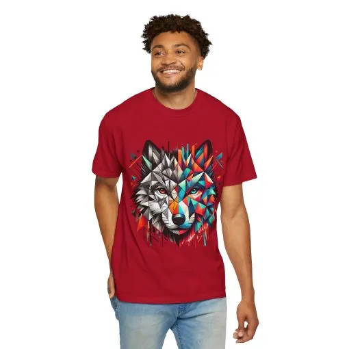 Vibrant Wolf Design Unisex Garment-Dyed T-Shirt - Colorful Art Tee - Image 35