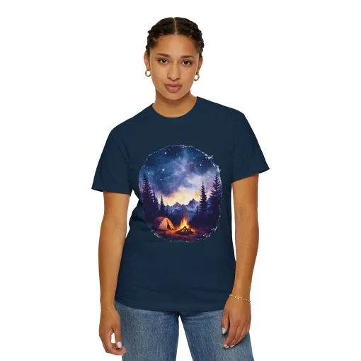 Campfire Night Sky Unisex Garment-Dyed T-Shirt - Image 24