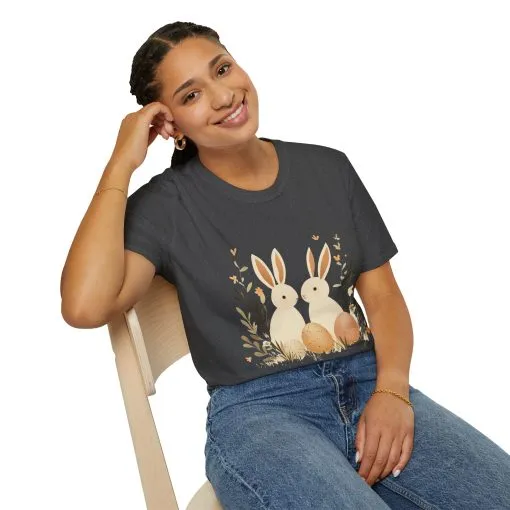 Easter Bunny Graphic Unisex Softstyle T-Shirt - Image 36