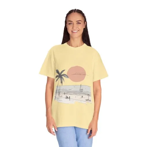 Sunset Beach Vibe Unisex Garment-Dyed T-Shirt - Image 11