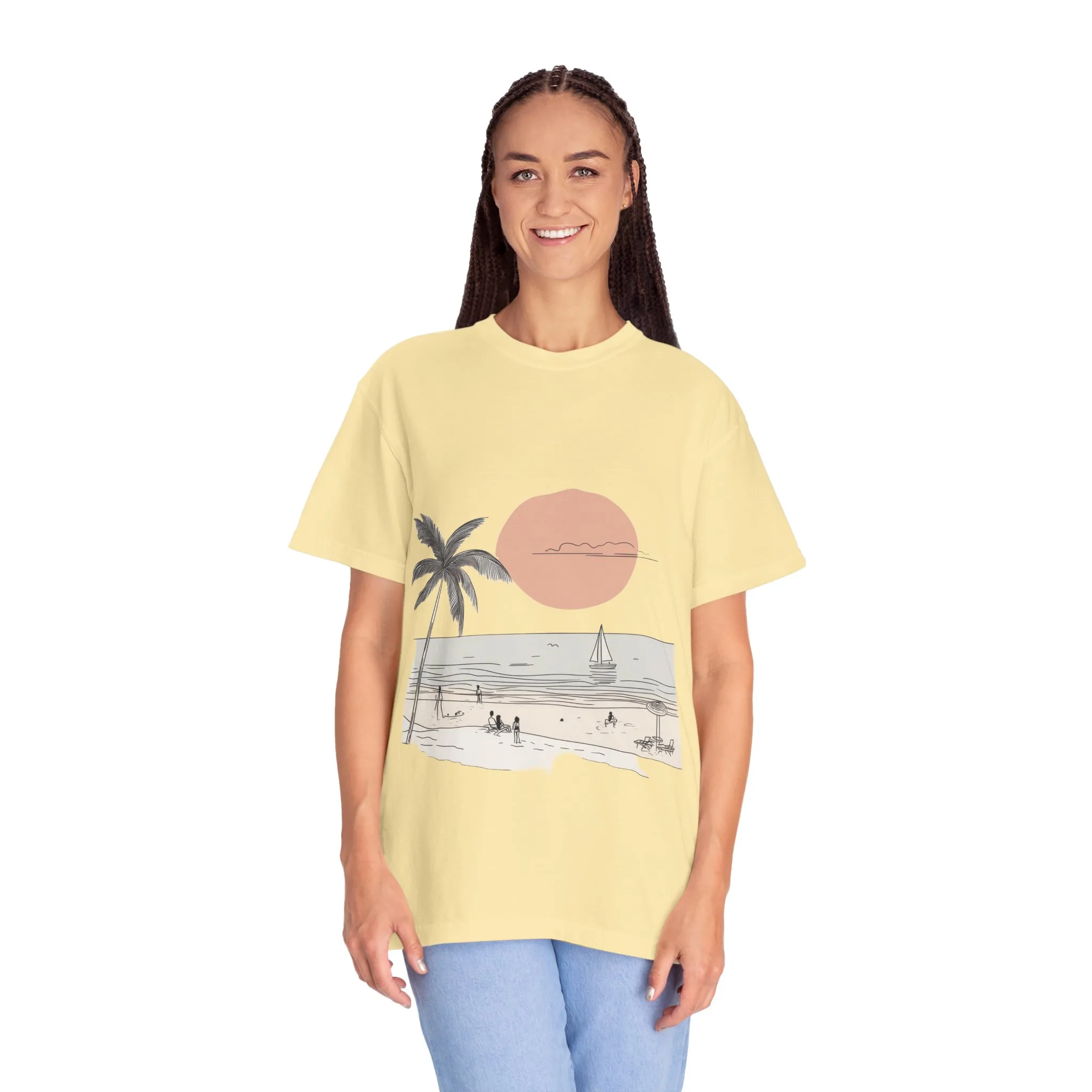 Sunset Beach Vibe Unisex Garment-Dyed T-Shirt - Image 11