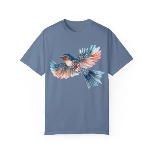 Colorful Bird Art Unisex T-Shirt - Nature-Inspired Garment-Dyed Tee - Image 21