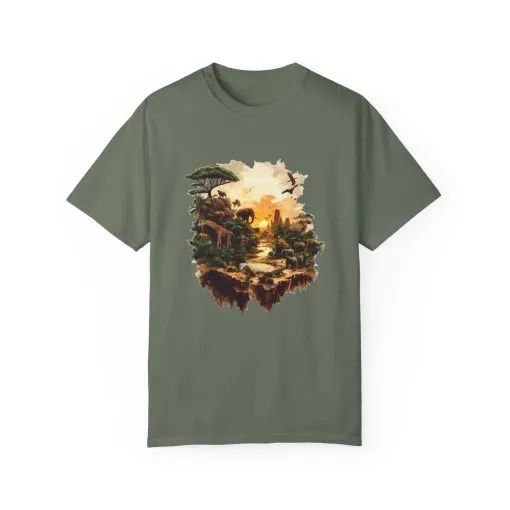 Adventure-Inspired Unisex Garment-Dyed T-Shirt with Nature Scene - Image 13