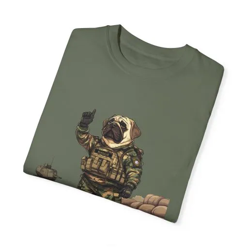 Military Pug Unisex Garment-Dyed T-Shirt - Funny Dog Graphic Tee for Pet Lovers - Image 22