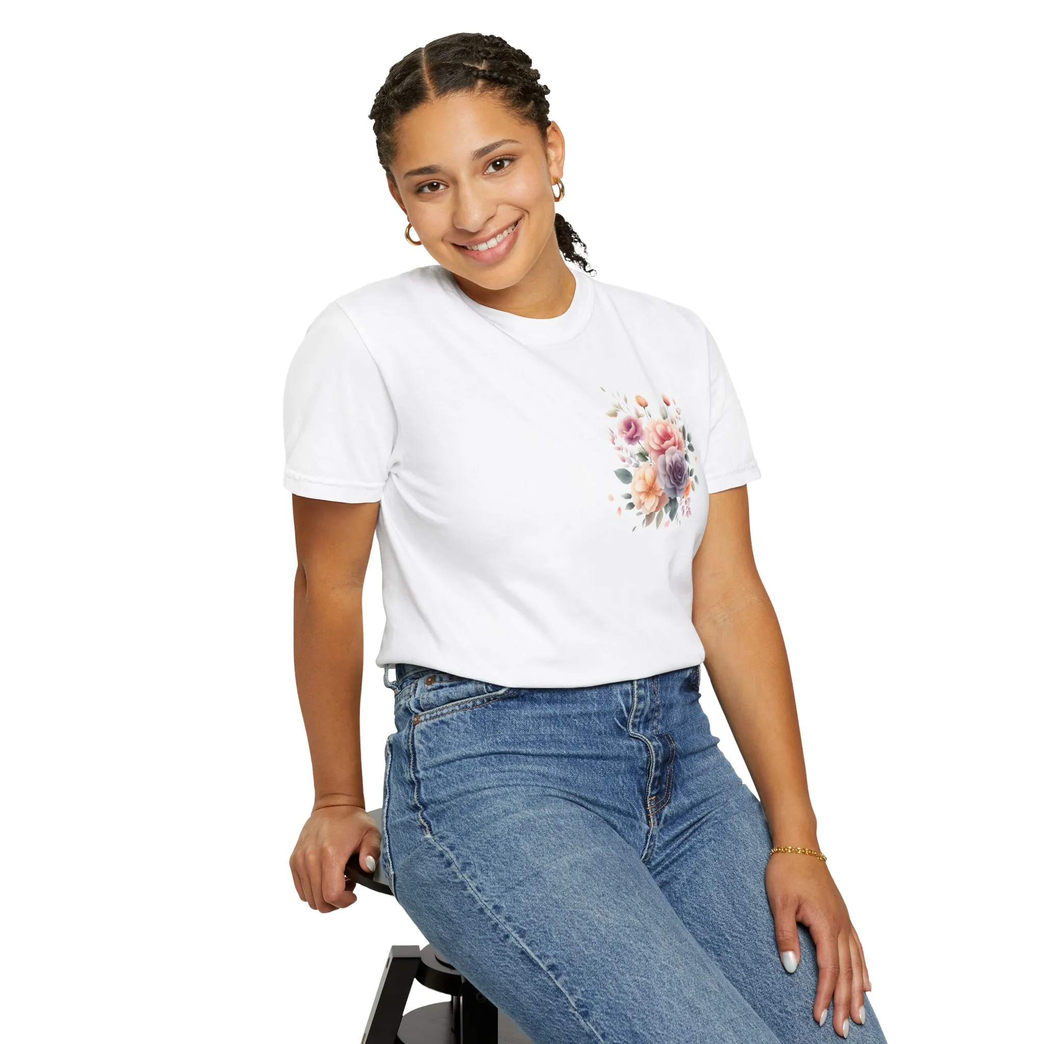 Floral Unisex Garment-Dyed T-shirt - Soft Summer Vibes - Image 4