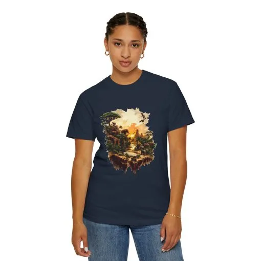 Adventure-Inspired Unisex Garment-Dyed T-Shirt with Nature Scene - Image 32