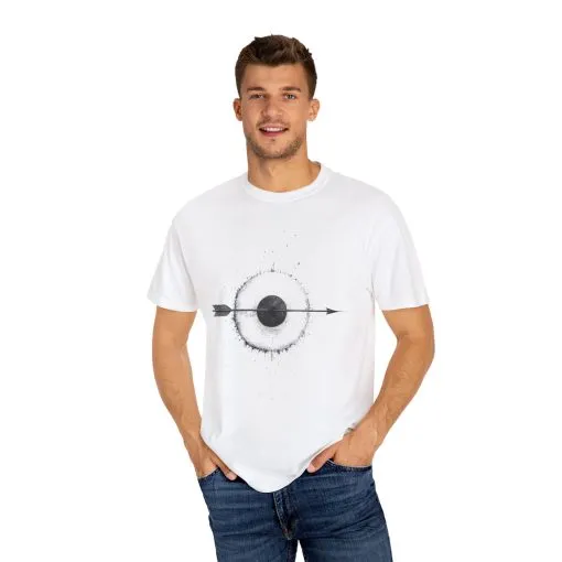 Unisex Garment-Dyed T-shirt with Unique Arrow and Target Design - Perfect for Casual Wear and Gifts - Image 4