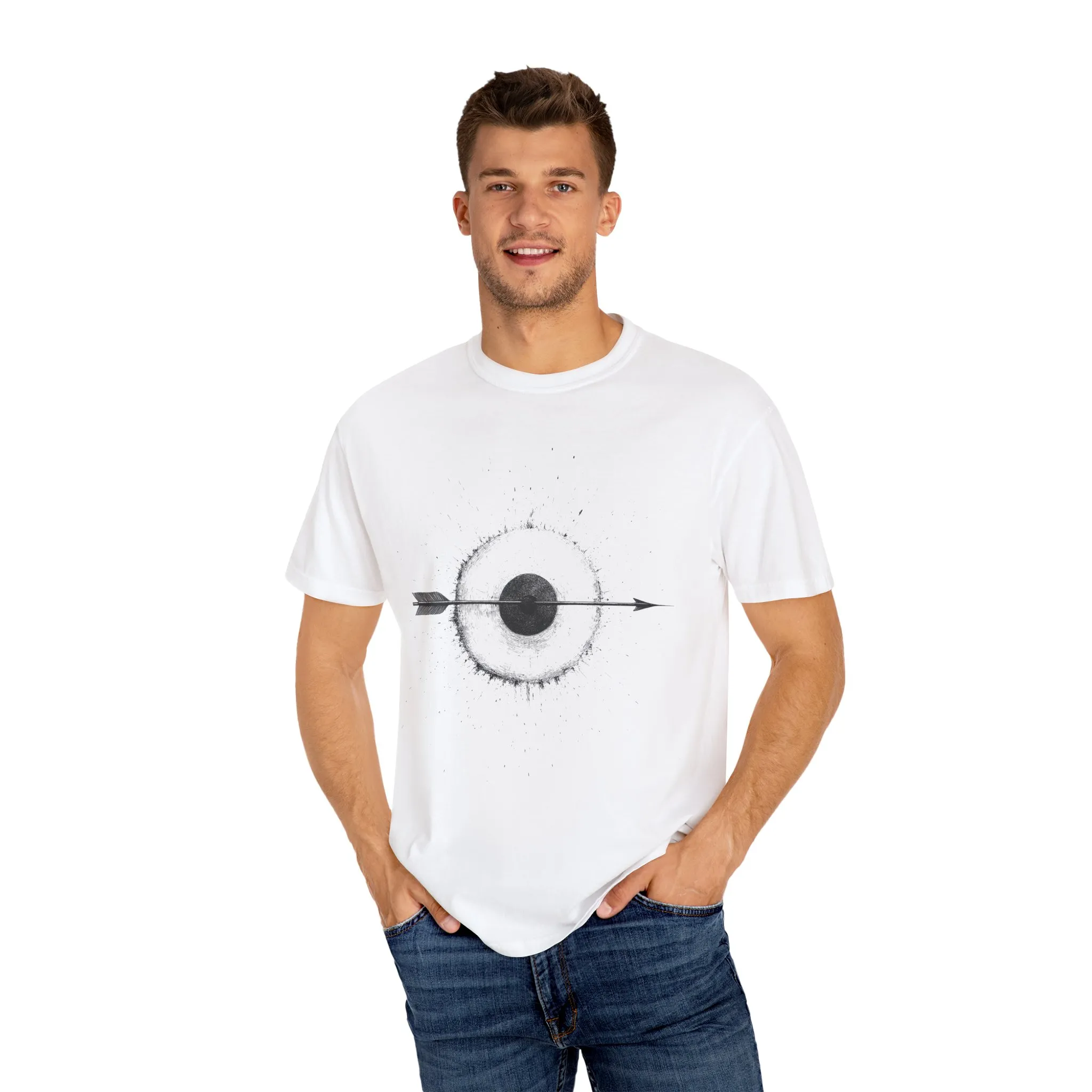 Unisex Garment-Dyed T-shirt with Unique Arrow and Target Design - Perfect for Casual Wear and Gifts - Image 4