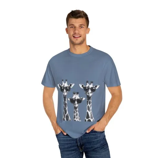 Cool Giraffe Sunglasses Unisex Garment-Dyed T-shirt - Image 23