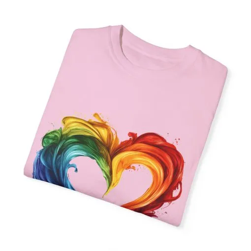 Pride Heart Unisex Garment-Dyed T-shirt - Colorful Rainbow Design for LGBTQ+ Celebration - Image 42