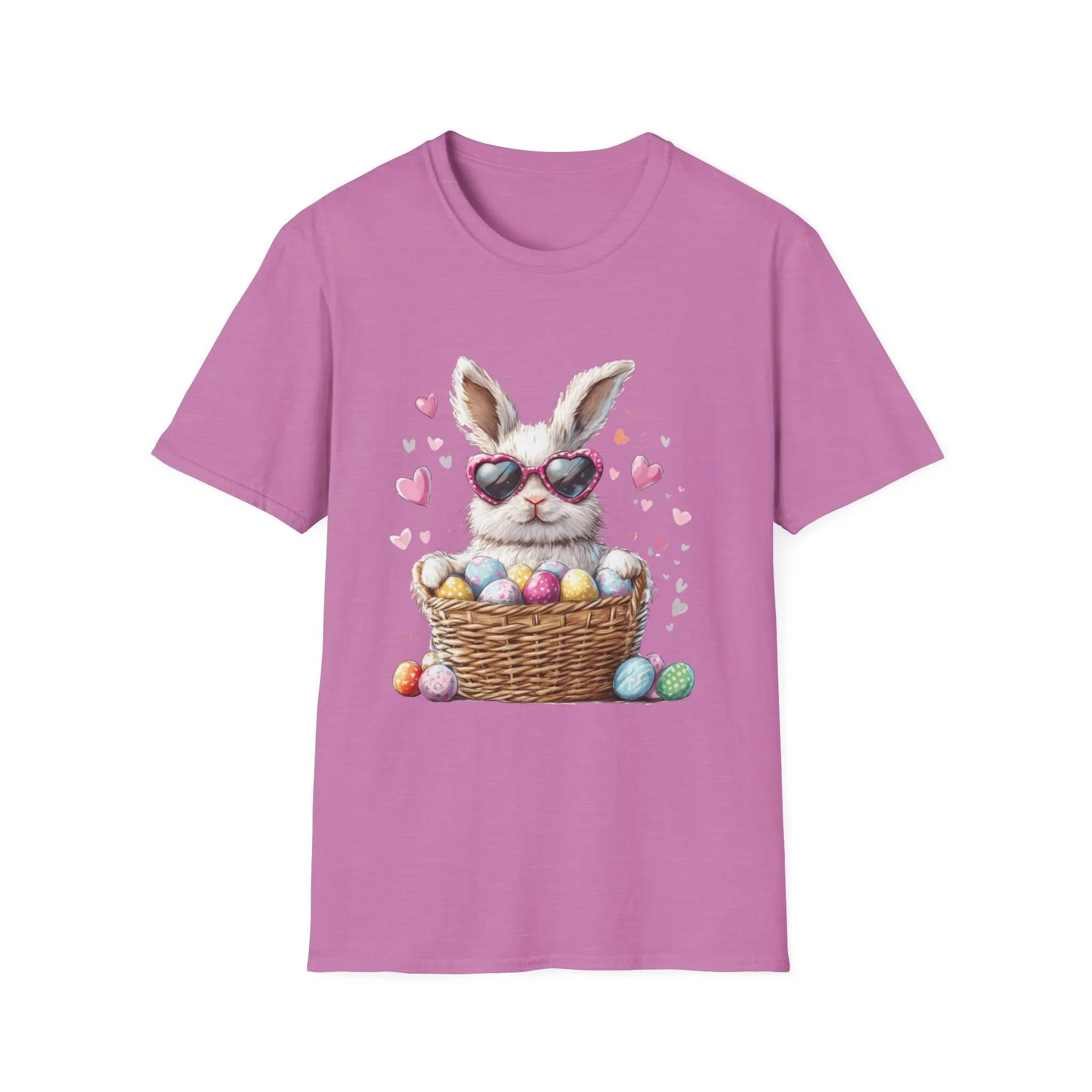 Cute Bunny Easter T-Shirt - Unisex Softstyle Tee with Colorful Egg Design - Image 46