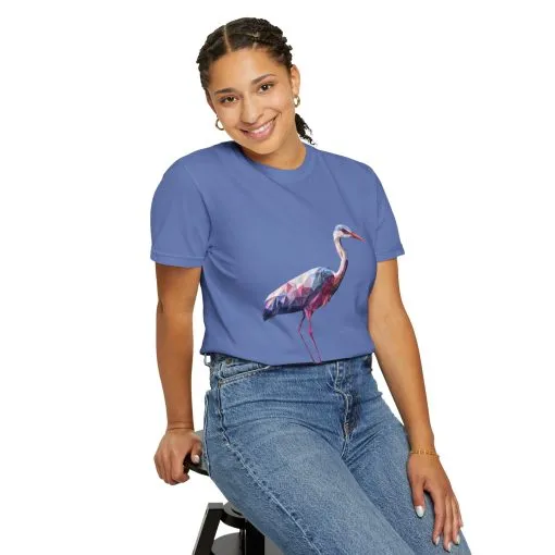 Geo Crane Unisex Garment-Dyed T-Shirt – Stylish Bird Graphic Tee for Nature Lovers - Image 34