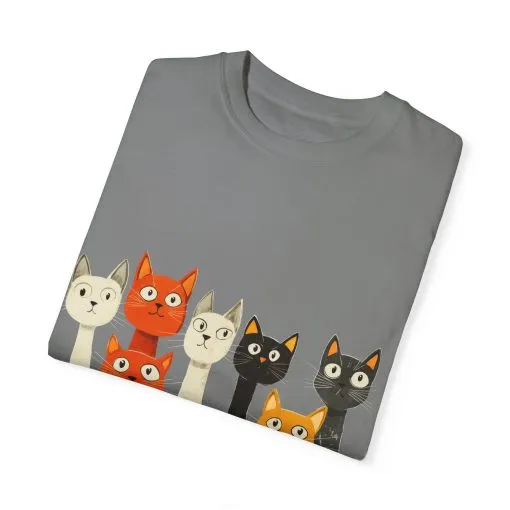 Vintage Cat Illustration Unisex Garment-Dyed T-Shirt - Perfect for Cat Lovers - Image 26