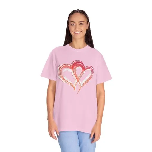 Love Hearts Unisex Garment-Dyed T-Shirt - Perfect for Valentine's Day & Casual Wear
