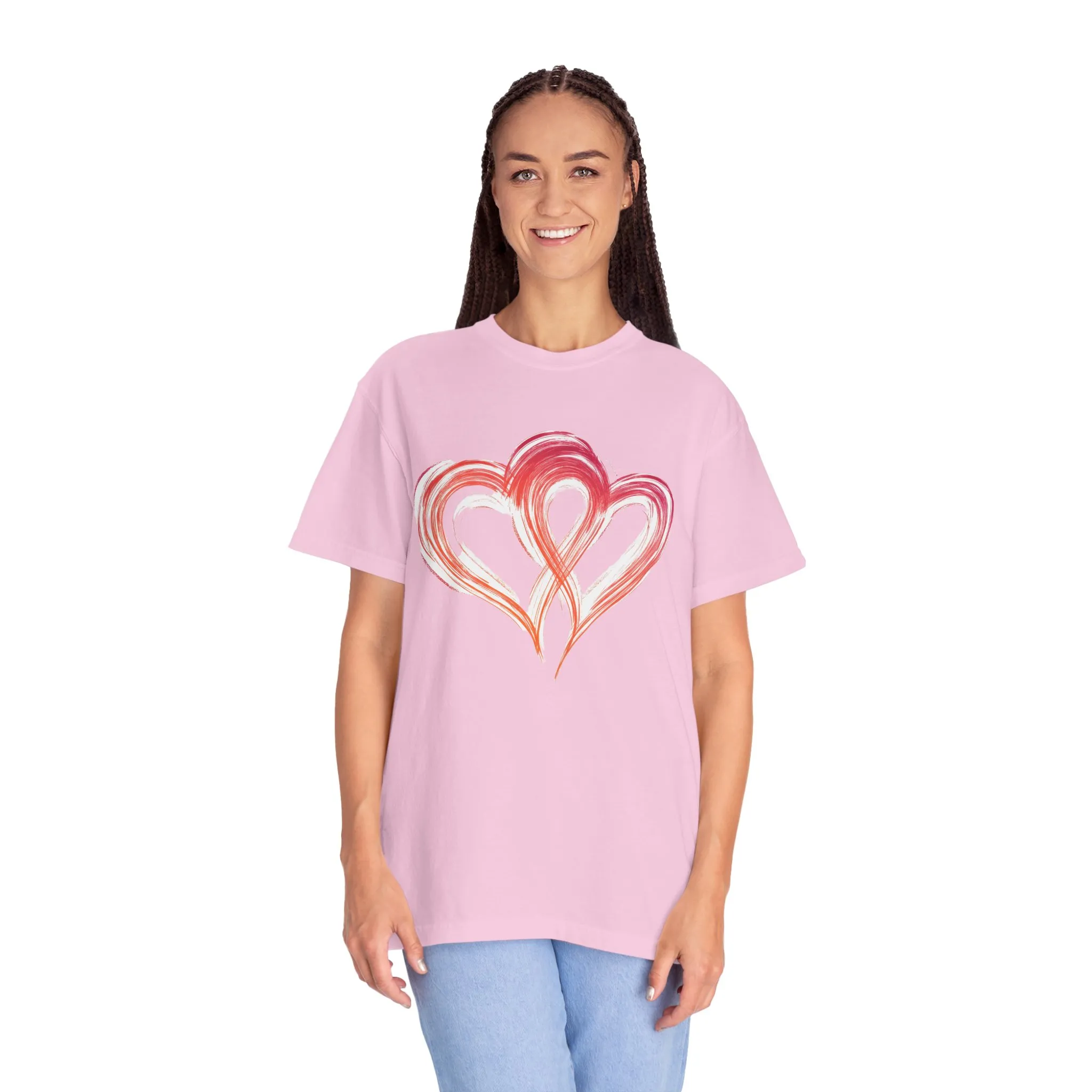Love Hearts Unisex Garment-Dyed T-Shirt - Perfect for Valentine's Day & Casual Wear
