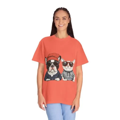 Trendy French Bulldog & Cat T-Shirt | Unisex Vintage Graphic Tee with Cool Sunglasses Design - Image 12