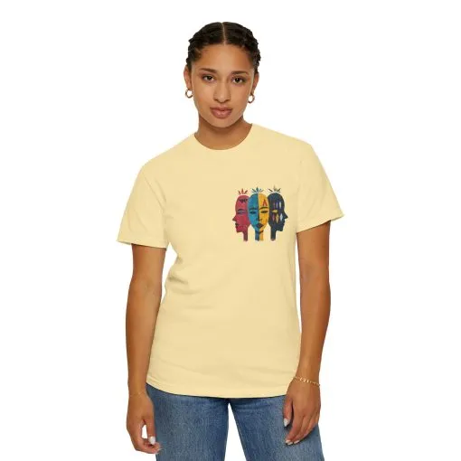 Vibrant Unisex Garment-Dyed T-Shirt with African Masks Design - Image 15