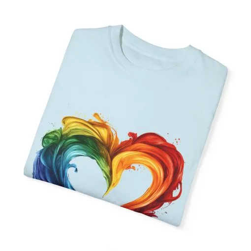 Pride Heart Unisex Garment-Dyed T-shirt - Colorful Rainbow Design for LGBTQ+ Celebration - Image 22