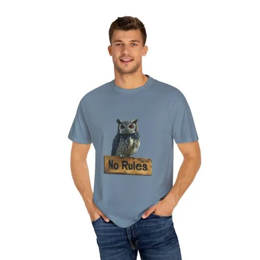 Funny Owl T-Shirt - "No Rules" Unisex Garment-Dyed Tee for Animal Lovers - Image 27