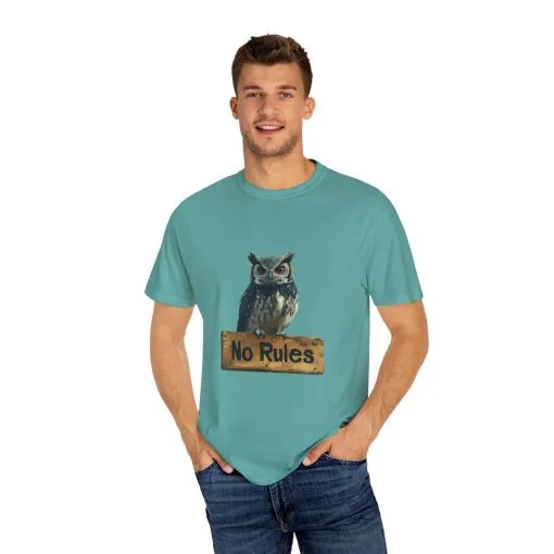 Funny Owl T-Shirt - "No Rules" Unisex Garment-Dyed Tee for Animal Lovers - Image 15