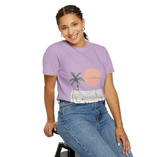 Sunset Beach Vibe Unisex Garment-Dyed T-Shirt - Image 24