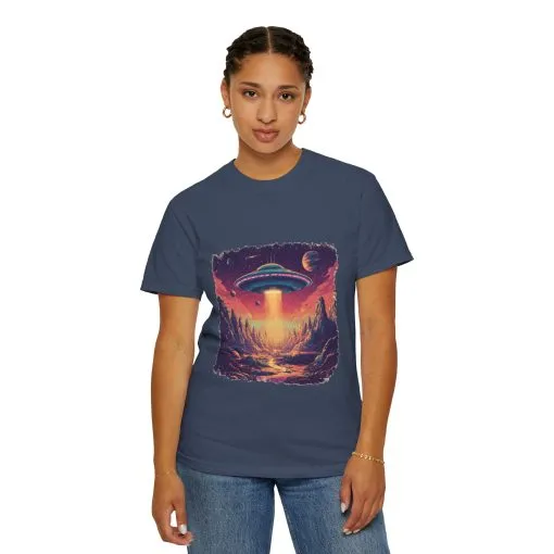Galactic Adventure Unisex T-Shirt - UFO and Cosmic Landscape Design - Image 20