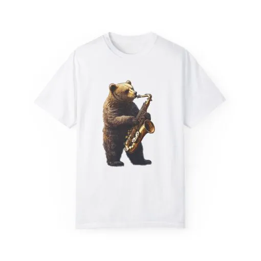 Jazz Bear Unisex Garment-Dyed T-Shirt - Image 5